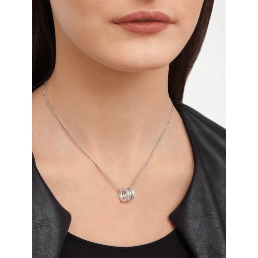 B.zero1 necklace with 18 kt white gold pendant set with demi-pavé diamonds on the edges and 18 kt white gold chain 359618 image 5