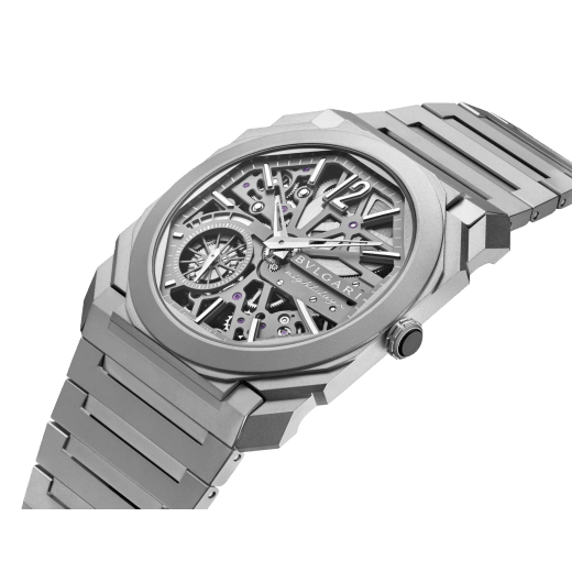 Octo Finissimo Skeleton 8 Days watch in titanium with mechanical manufacture ultra-thin movement (2.50 mm thick), manual winding, 8 days power reserve and openwork dial. Water resistant up to 30 metres 103610 image 2