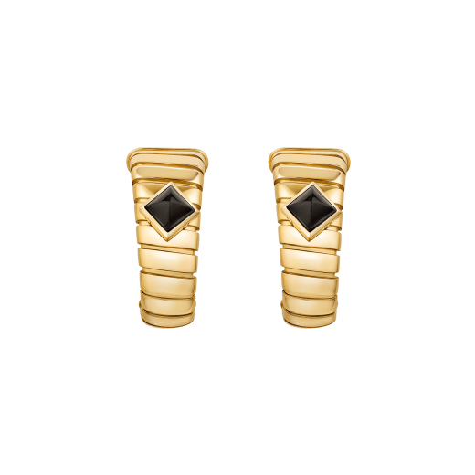 Bvlgari Tubogas 18 kt yellow gold hoop earrings set with black onyx studs 361757 image 1
