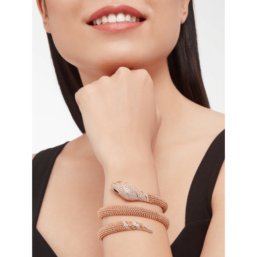 Serpenti Pallini 18 kt rose gold bracelet set with pavé diamonds on the head and tail, and black onyx eyes BR859166 image 2
