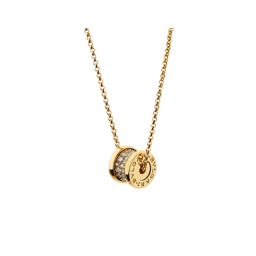 B.zero1 18 kt yellow gold necklace set with pavé diamonds on the spiral 357496 image 1