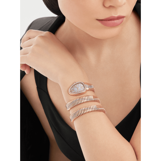 Serpenti Tubogas Infiniti 雙螺旋腕錶，18K 玫瑰金錶殼鑲飾鑽石，全密鑲鑽石錶盤。防水深度 30 公尺。 103923 image 2