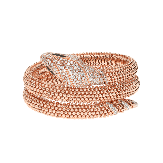 Serpenti two-coil 18 kt rose gold bracelet set with pavé diamonds on the head and tail, and black onyx eyes BR859166 image 4