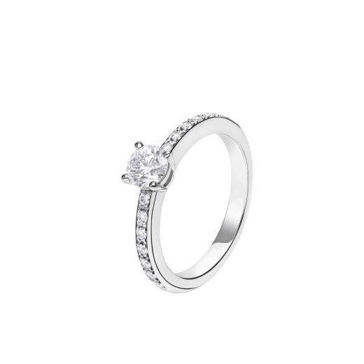 Griffe solitaire ring in platinum with a round brilliant cut diamond and pavé diamonds 340252 image 1