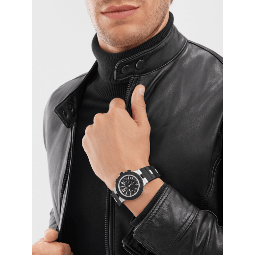 Bvlgari Aluminium watch with mechanical manufacture movement, automatic winding, chronograph, 41 mm aluminium case, black rubber bezel and bracelet, and black dial. Water-resistant up to 100 meters 103868 image 1