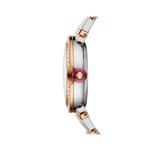 LVCEA watch in 18kt rose gold and stainless steel case and bracelet, set with diamonds on the bezel, and white mother-of-pearl dial with diamond indexes. 102476 image 4