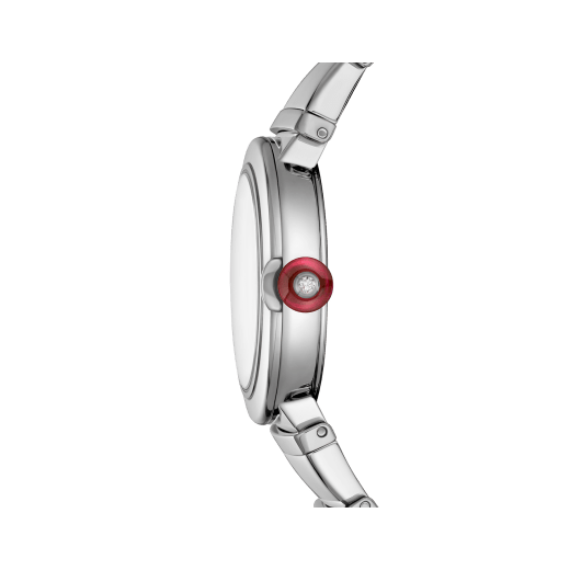 LVCEA Uhr mit Gehäuse und Armband aus Edelstahl, weißem Perlmuttzifferblatt und Diamantindizes. 102196 image 3
