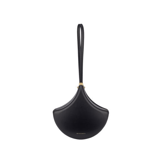 Ginkgo clutch in black calf leather and suede with black nappa leather lining, and leather wristlet. DAS-001-1320S image 2