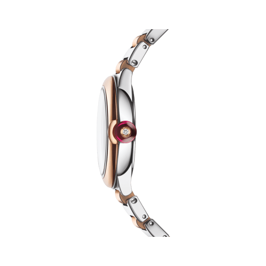 Lvcea watch in 18 kt rose gold and stainless steel with white mother-of-pearl intarsio dial and 12 diamond indexes. Water-resistant up to 50 metres 103878 image 3