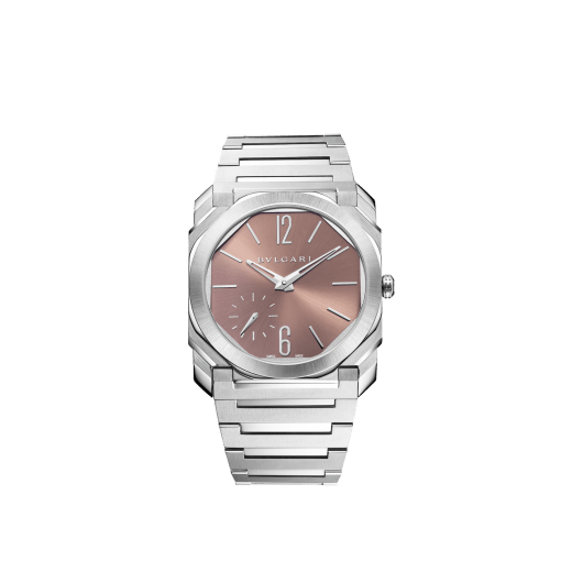 Octo Finissimo Automatic watch in satin-polished stainless steel with mechanical manufacture ultra-thin movement (2.23 mm thick), automatic winding and sunray metallic copper tone dial. Water resistant up to 100 metres 103856 image 1