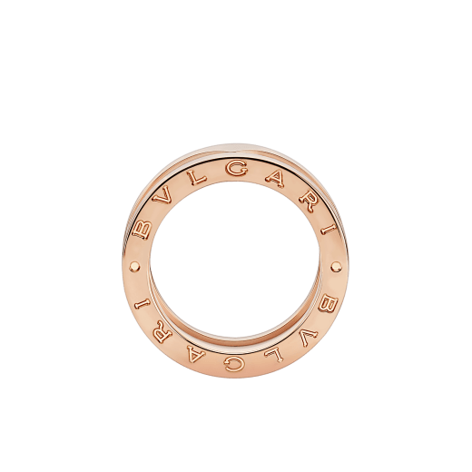 B.zero1 two-band ring with two 18 kt rose gold loops and a white ceramic spiral. B-zero1-2-bands-AN855964 image 2