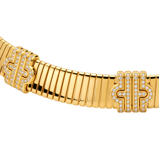 Bvlgari Tubogas 18 kt yellow gold necklace set with pavé diamonds 359948 image 2