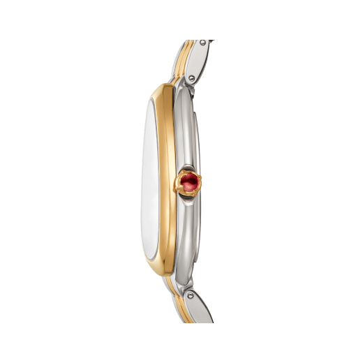 Serpenti Seduttori Uhr aus Edelstahl und 18 Karat Gelbgold mit silberweißem Opalin-Zifferblatt. Wasserdicht bis 30 Meter 103671 image 3
