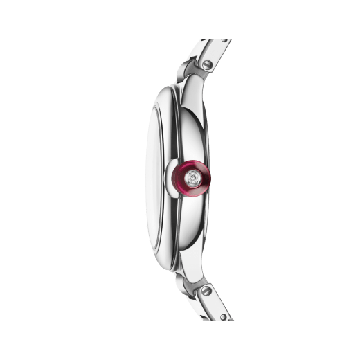 Lvcea polished and satin-brushed stainless steel watch with pink mother-of-pearl marquetery dial and 12 diamond indexes. Water-resistant up to 50 metres 104107 image 3