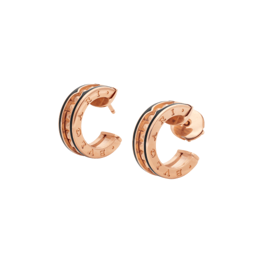 „B.zero1 Rock“ Ohrringe aus 18 Karat Roségold mit Spirale mit Nieten und schwarzen Keramik-Intarsien an den Rändern. 357567 image 2