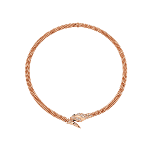 Serpenti 18 kt rose gold necklace set with pavé diamonds on the head and the tail and black onyx eyes CL860368 image 1