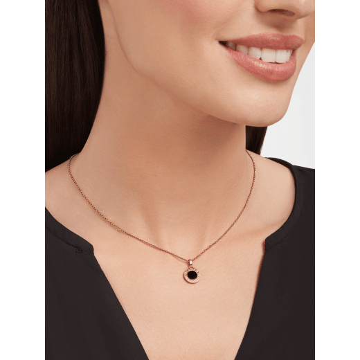 BULGARI BULGARI 18 kt rose gold necklace set with black onyx insert on the pendant and customisable with engraving on the back 359320 image 1