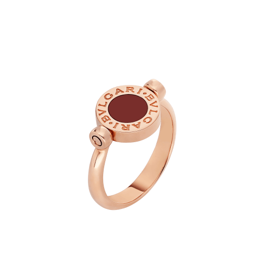 BVLGARI BVLGARI 18 kt rose gold flip ring set with mother-of-pearl and carnelian elements AN858197 image 1