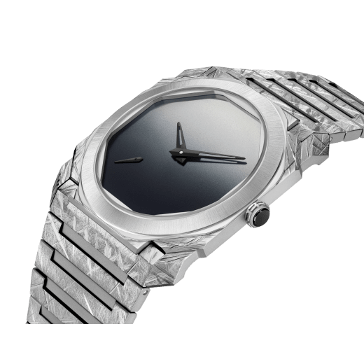 Octo Finissimo Lee Ufan Special Edition watch with mechanical manufacture ultra-thin movement, automatic winding, hand-filed titanium case and bracelet, stainless-steel sunray-polished bezel and mirror-effect dial. Water-resistant up to 30 metres. Limited Edition of 150 pieces 104132 image 2