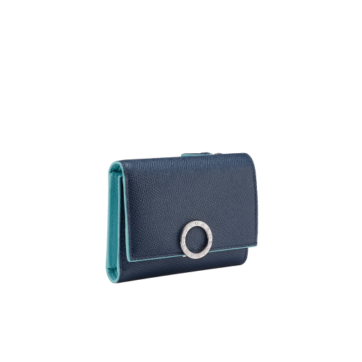 Kompaktes Bulgari Clip Portemonnaie für Yen aus schwarzem genarbten Kalbsleder. Ikonische Klammer aus palladiumbeschichtetem Messing und gefalteter Verschluss. BCM-YENCOMPACTZPa image 1