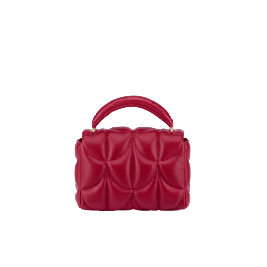 Serpenti Sugarloaf small shoulder bag in black calf leather with a maxi Calla Matelassé motif and black nappa leather lining. Captivating snakehead magnetic closure in gold-plated brass embellished with red enamel eyes. SSL-001-1316XS image 2