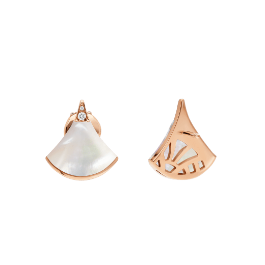 Divas' Dream earrings in 18 kt rose gold, set with mother-of-pearl and pavé diamonds. 352600 image 3