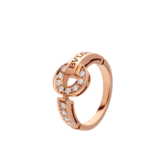 خاتم بولغري بولغري من الذهب الوردي عيار 18 قيراطاً، مرصع بالألماس المرصوف AN855854 image 1