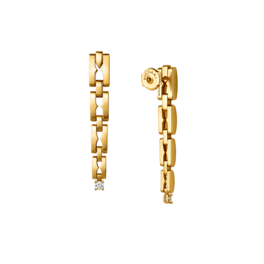 Orecchini pendenti B.zero1 Rock Chain in oro giallo 18 kt con due diamanti taglio brillante. 361955 image 3