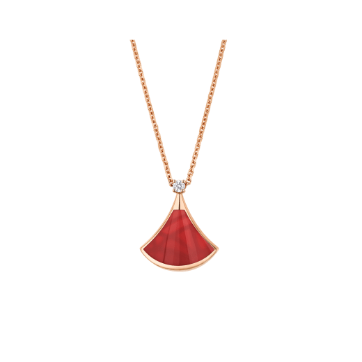 Divas' Dream necklace in 18 kt rose gold with 18 kt rose gold pendant set with one diamond and carnelian. 359987 image 1