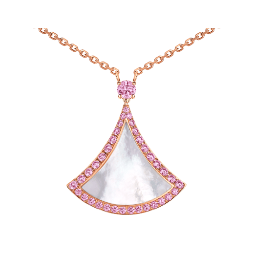 DIVAS' DREAM pendant necklace in 18 kt rose gold set with a mother-of-pearl element and pink sapphires. Chinese Valentine's Day Special Edition 359938 image 3