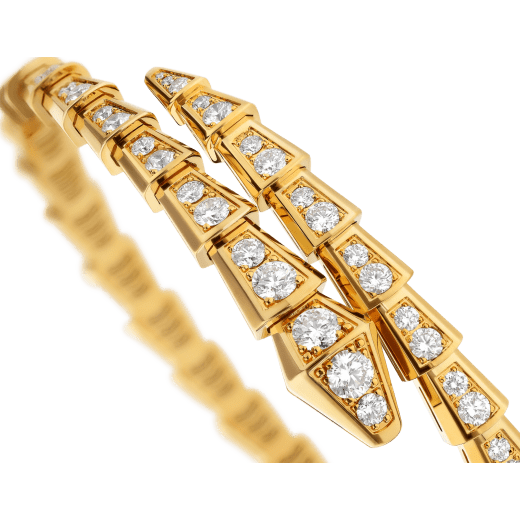 Serpenti Viper one-coil 18 kt yellow gold bracelet set with full pavé diamonds BR860194 image 3