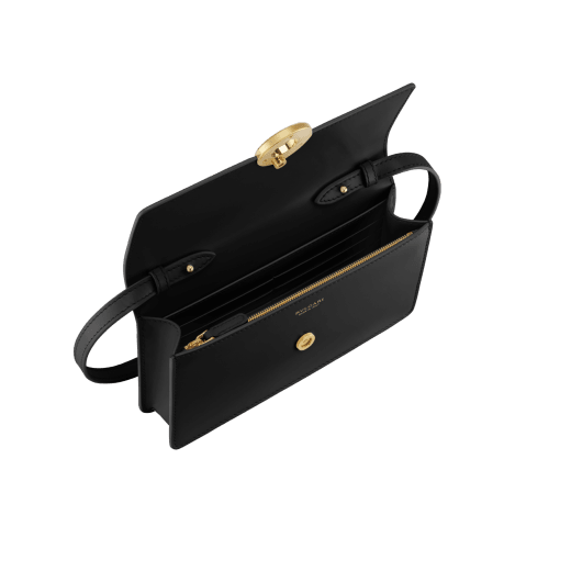 Bvlgari Roma pochette in Perla White calf leather with crystal rose nappa leather interior. Iconic gold-plated brass closure engraved with the Bvlgari logo. BVR-CHAIN-POCHETTE image 3