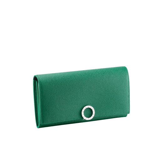 BVLGARI BVLGARI wallet pochette in emerald green and black grain calf leather. Iconic logo clip closure in palladium plated brass. 289379 image 1