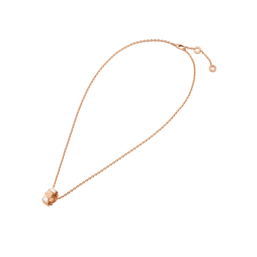 Serpenti Viper 18 kt rose gold necklace with pendant set with mother-of-pearl elements 355795 image 2