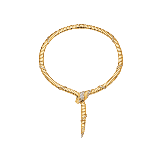 Serpenti 18 kt yellow gold necklace set with demi pavé diamonds and black onyx eyes CL860266 image 1