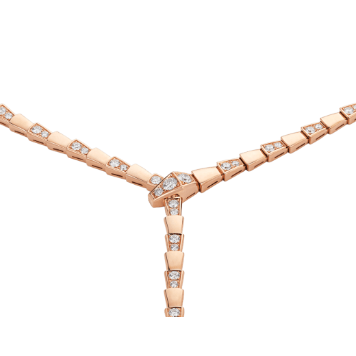 Тонкое колье Serpenti Viper, розовое золото 18 карат, фрагменты бриллиантового паве 353037 image 2