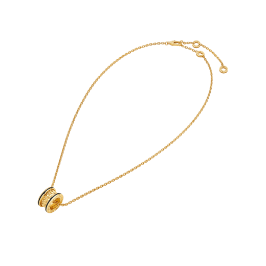 Collana B.zero1 Rock Chain in oro giallo 18 kt con pendente con borchie e ceramica nera. CL860520 image 6