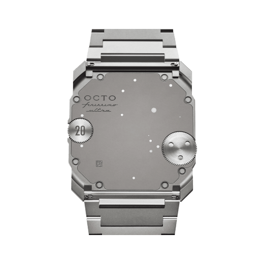 Octo Finissimo Ultra COSC watch with mechanical manufacture ultra-thin COSC-certified movement, manual winding, sandblasted titanium case (1.70 mm thick) and bracelet (1.50 mm thick), openwork dial, and sandblasted stainless steel ratchet. Limited Edition of 20 pieces. 104081 image 6