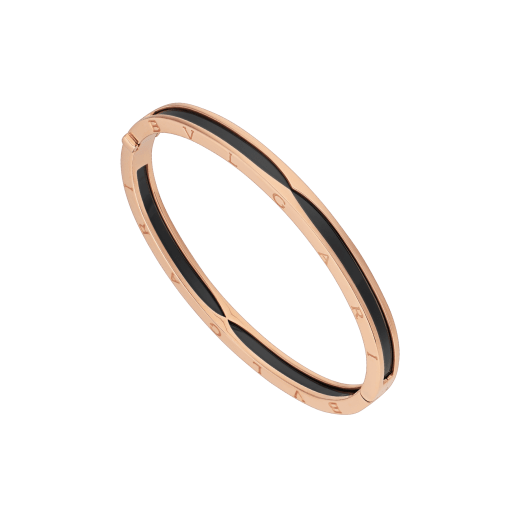 Bracciale rigido B.zero1 in oro rosa 18 kt e ceramica nera. BR857618 image 1
