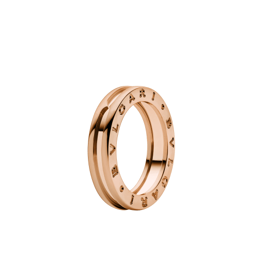Bzero1 Ring und B.zero1 Rock Ring mit Nieten und schwarzen Keramik-Intarsien aus 18 Karat Roségold für Paare. Ein zeitloses Ring-Set, das visionäres Design mit kühnem Charisma verschmelzen lässt. BZERO1-COUPLES-RINGS-7 image 2