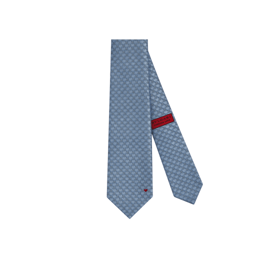Forever Love Special Edition seven-fold tie in fine red jacquard silk with metallic heart charm on the back. Made of 100% silk. FOREVER-LOVE-FT image 1