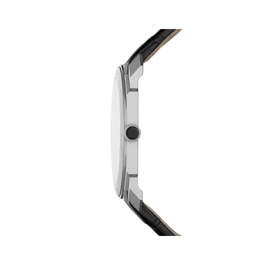 Octo Finissimo腕表，搭载品牌自制的超薄镂空手动上链机械机芯，小秒针，钛金属表壳，透明表盘，黑色鳄鱼皮表带 102714 image 3