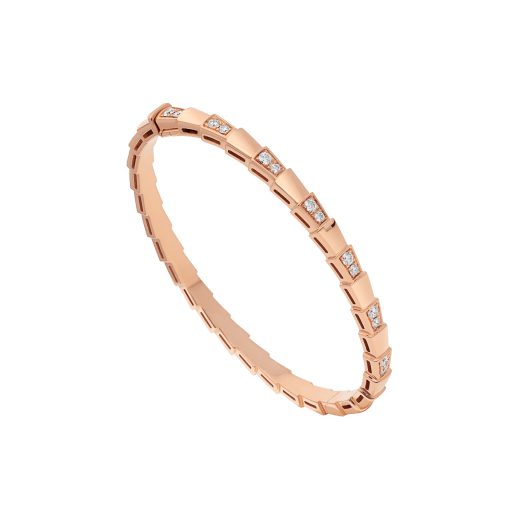 Serpenti Viper 18 kt rose gold bracelet set with demi pavé diamonds . (height 4 mm) BR858319 image 1