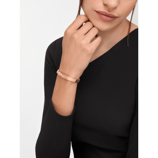 Bvlgari Tubogas 手環，18K 玫瑰金材質，飾以密鑲鑽石鉚釘。 BR860252 image 1