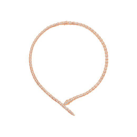 Serpenti Viper 18 kt rose gold necklace set with pavé diamonds CL859328 image 1