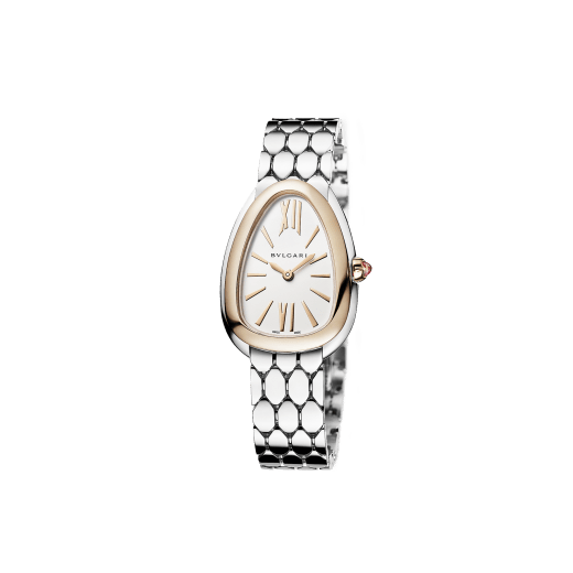 Serpenti Seduttori watch with stainless steel case, stainless steel bracelet, 18 kt rose gold bezel and a white silver opaline dial. 103144 image 2