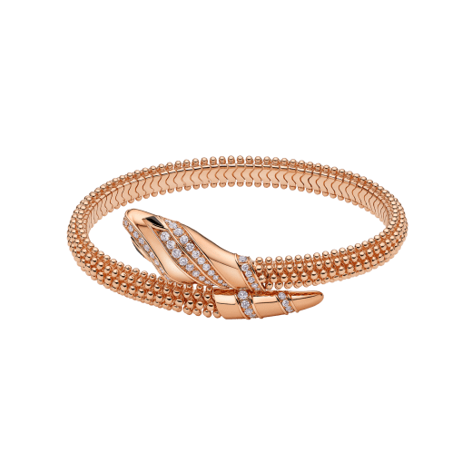 Serpenti single-coil 18 kt rose gold bracelet set with pavé diamonds on the head and the tail, and black onyx eyes BR859857 image 2