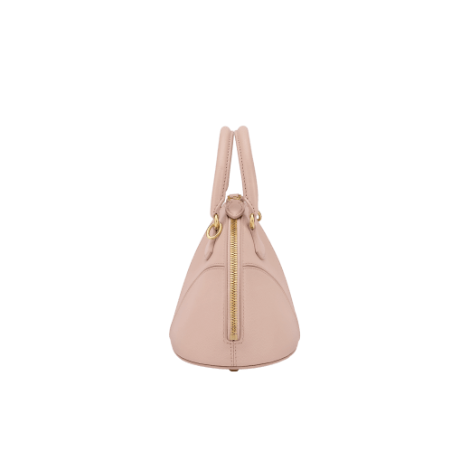 Marquise small top handle bag in black goat leather with black nappa leather lining and zipped closure. Detachable signature black goat leather charm with mirror. DAS-001-1325S image 6