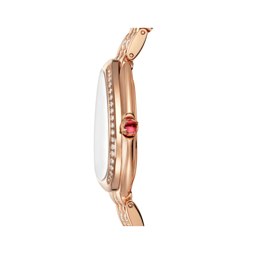 Serpenti Seduttori watch with 18 kt rose gold case and bracelet both set with diamonds, and white dial 103275 image 3