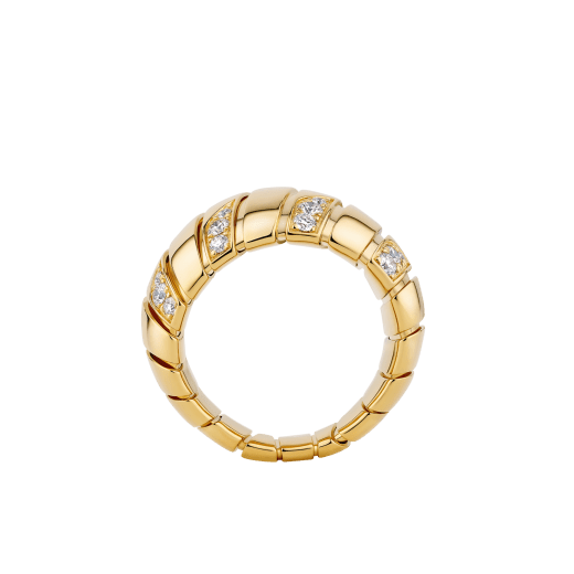 Bvlgari Tubogas 18 kt yellow gold ring set with pavé diamonds AN860574 image 2